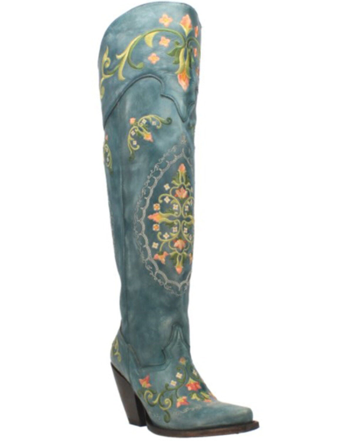 Dan Post Women's Flower Child Tall Boots - Snip Toe, Turquoise, hi-res
