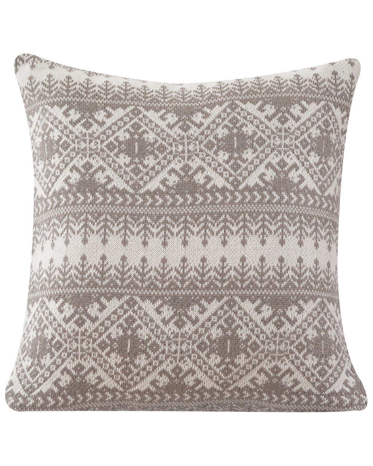 HiEnd Accents Lodge Fair Isle Knit Pillow Sham, Taupe, hi-res