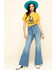 Image #6 - Flying Tomato Women's Denim Tie Front Flare Jeans , Blue, hi-res