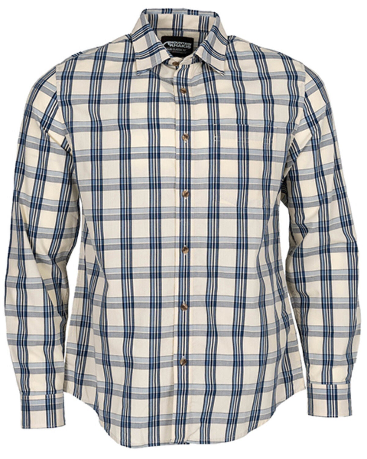 Mountain Khakis Men's Homestead Plaid Print Long Sleeve Button-Down Flannel Shirt, Navy, hi-res