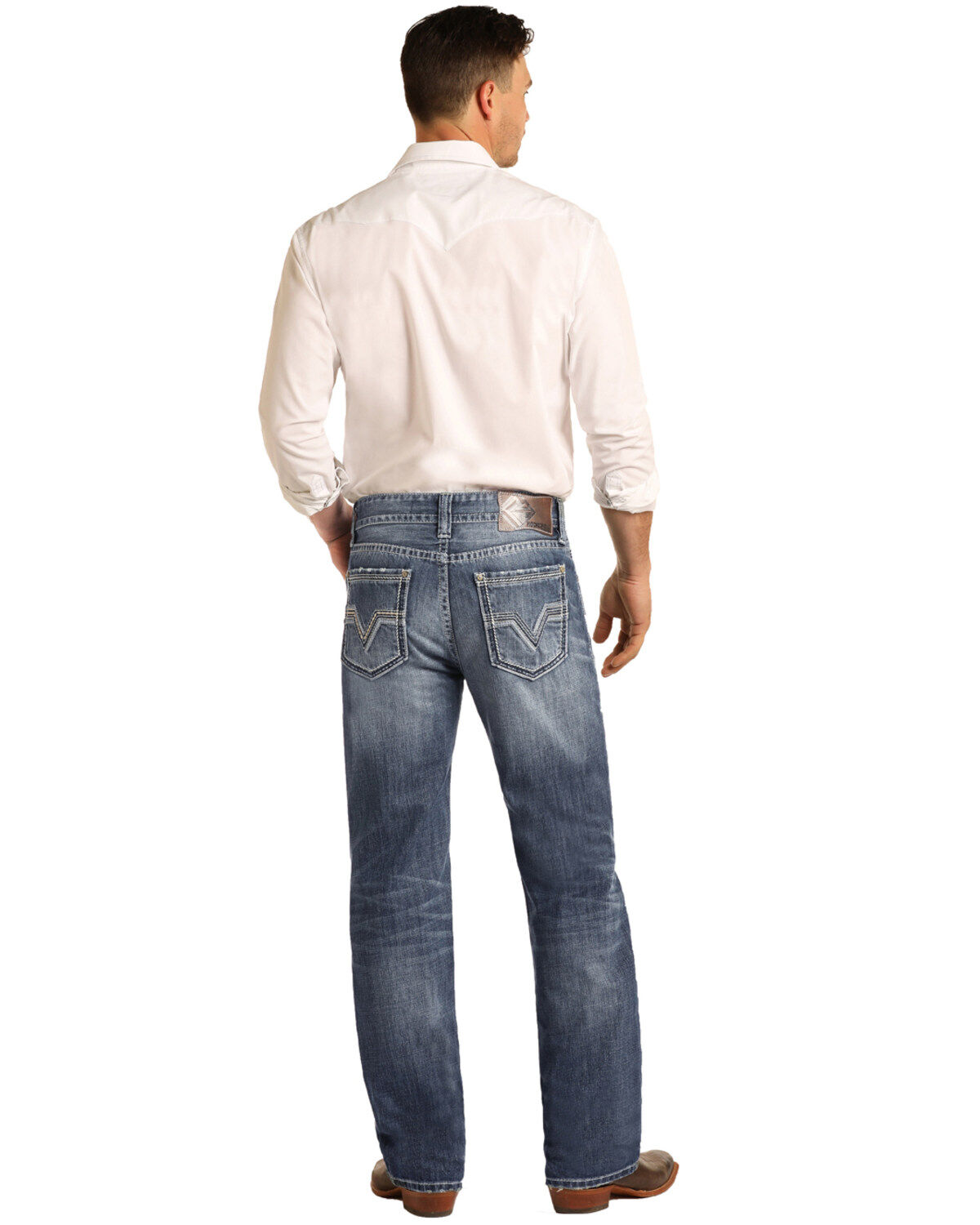 Image #1 - Rock & Roll Denim Men's Heavy V Stitch Double Barrel Vintage Relaxed Straight Jeans, , hi-res