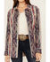 Image #3 - Shyanne Women's Southwestern Striped Long Sleeve Concho Snap Western Shirt, Fuchsia, hi-res