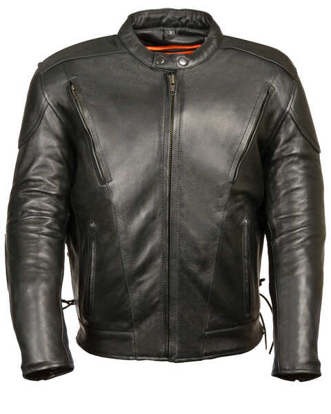 Image #1 - Milwaukee Leather Men's Side Lace Vented Scooter Jacket - 5X Tall, Black, hi-res