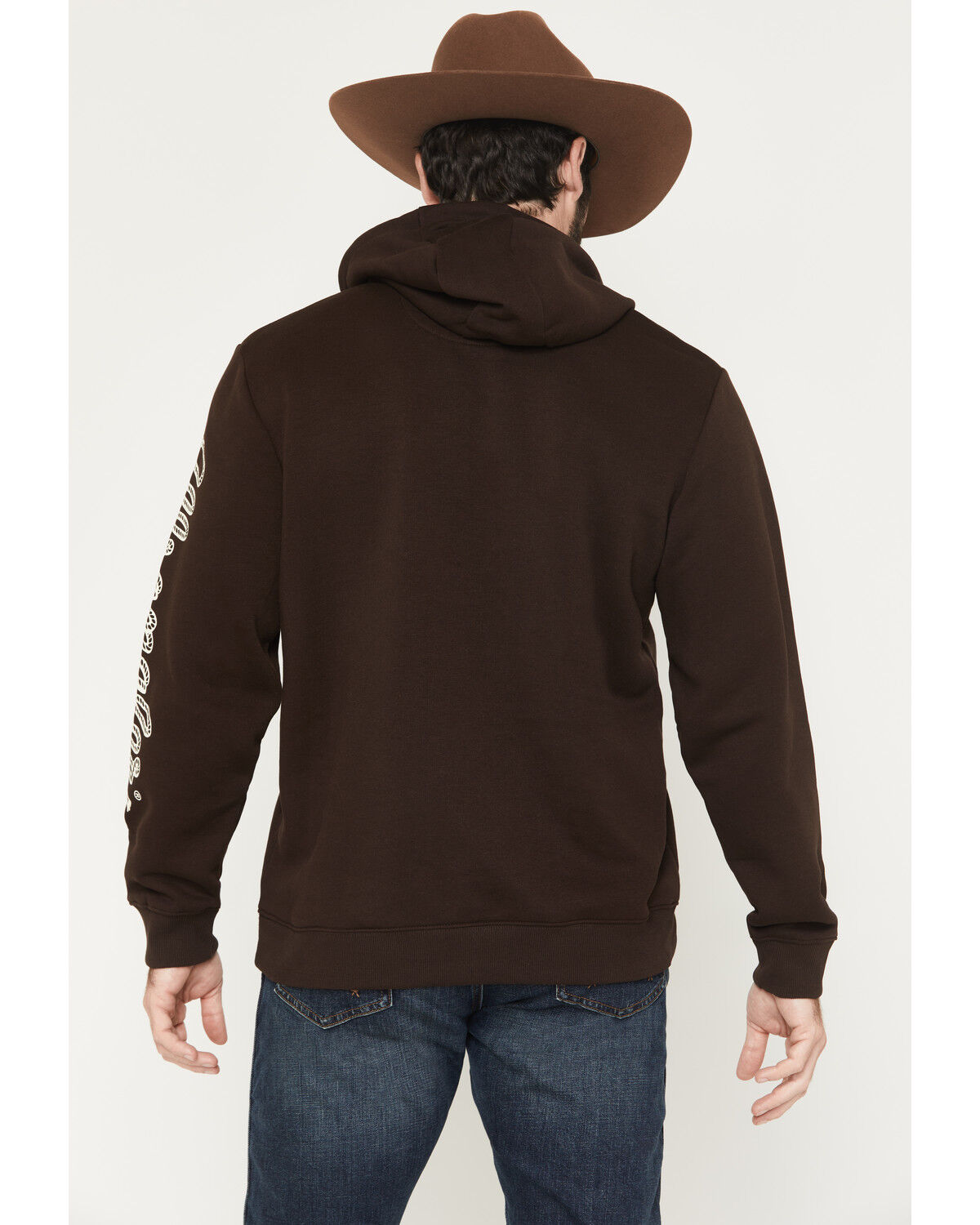 Image #3 - Wrangler Men's Rope Sleeve Logo Hooded Sweatshirt, Dark Brown, hi-res