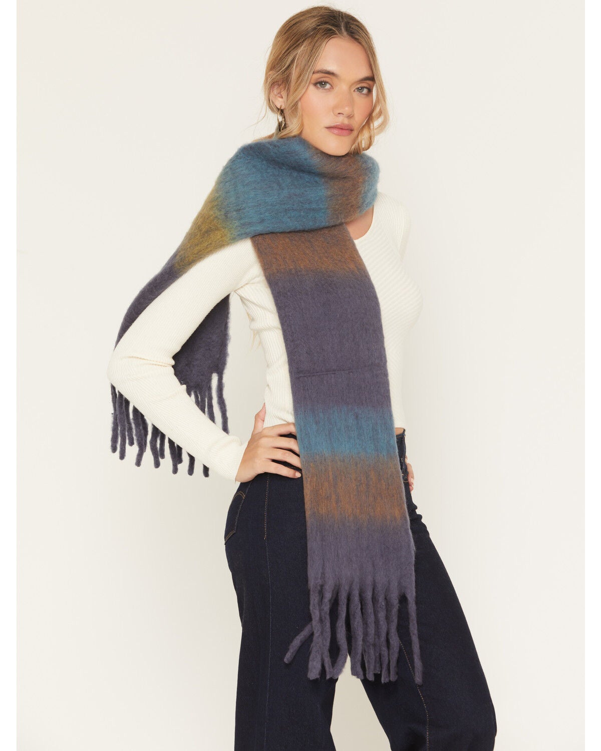 Shyanne Women's Fable Oversized Wool Blend Scarf, Blue, hi-res