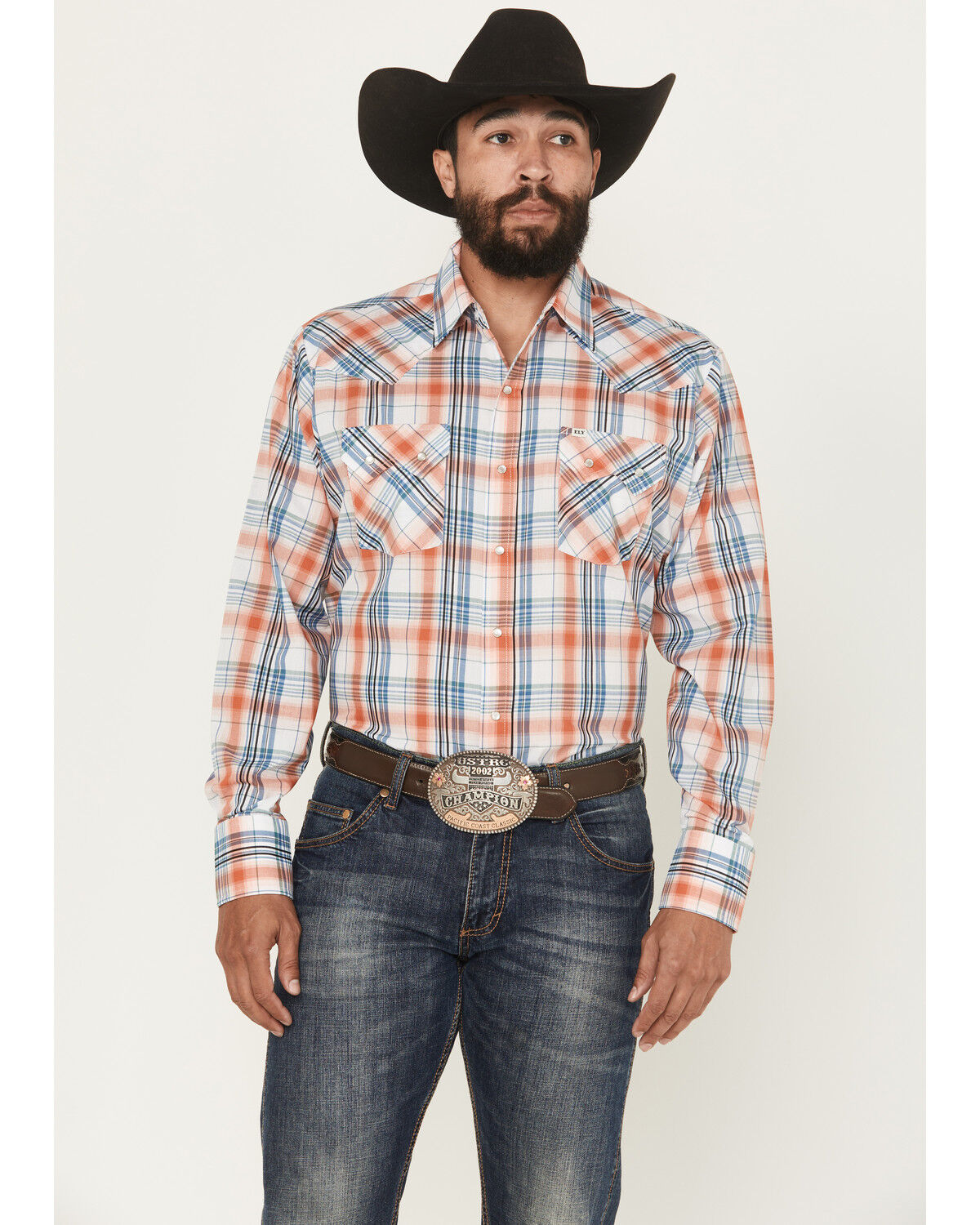 Ely Walker Men´s Plaid Print Long Sleeve Pearl Snap WesternShirt