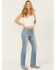 Image #1 - Levi's Medium Wash Rare Form Mid Rise Stretch Classic Bootcut Jeans, Medium Wash, hi-res