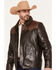 Image #2 - Scully Men's Shearling Collar Trucker Jacket, Chocolate, hi-res