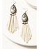 Image #1 - Shyanne Women's Isla Oasis Stamped Cactus Fringe Statement Earrings, Cream, hi-res