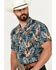 Image #2 - Cinch Men's Camp Palm Tree Hula Girl Short Sleeve Button-Down Western Shirt, Navy, hi-res
