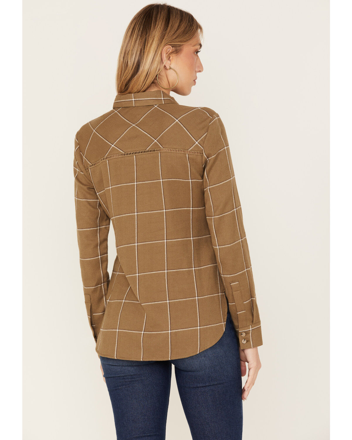 Image #4 - Shyanne Women's Plaid Print Long Sleeve Flannel Button-Down Shirt, Olive, hi-res