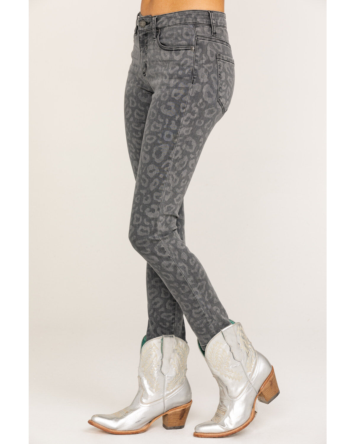 Grey leopard print jeans Clearance