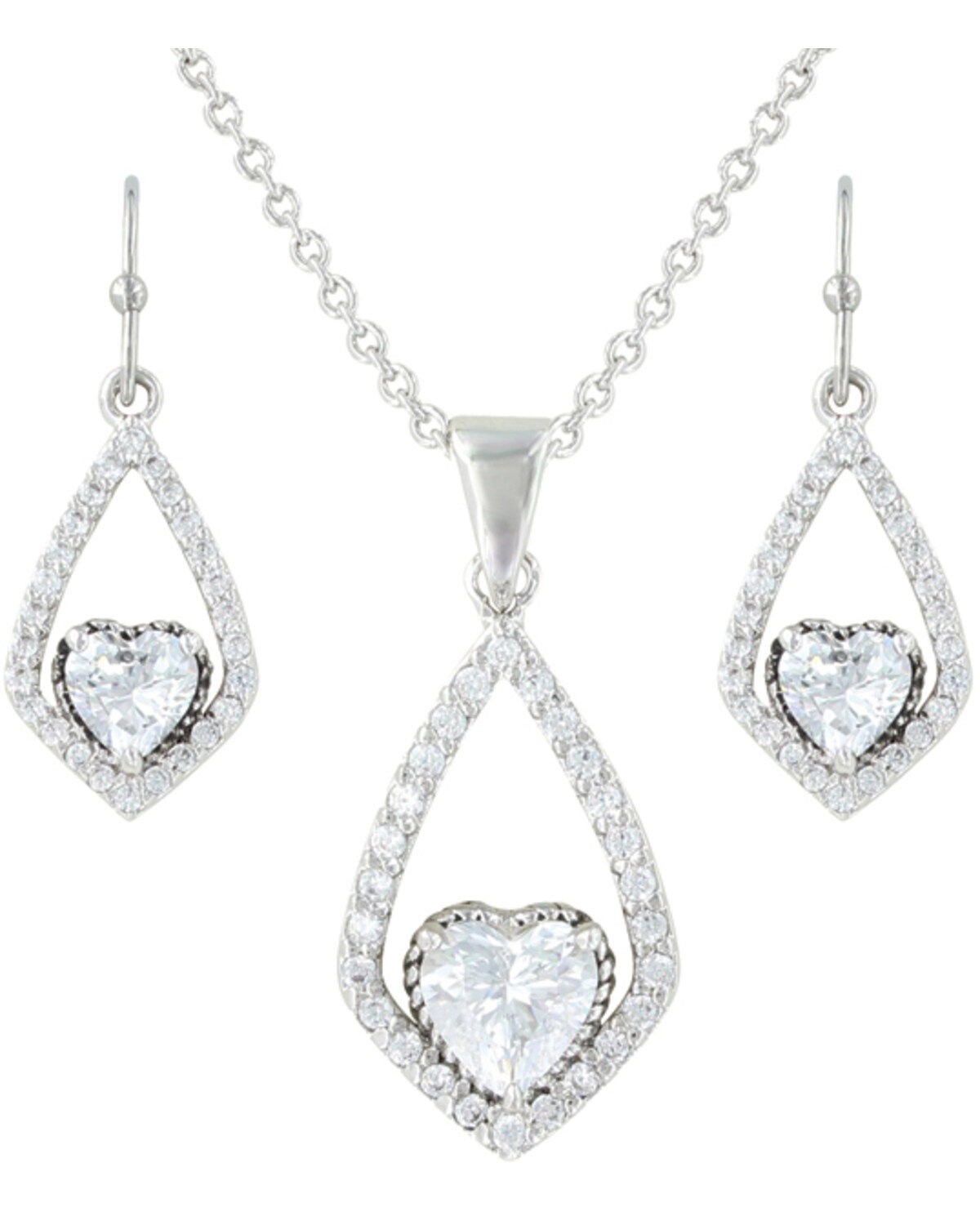 Montana Silversmiths Women's Heart Jewelry Set, Silver, hi-res