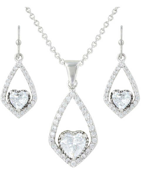 Montana Silversmiths Women's Heart Jewelry Set, Silver, hi-res