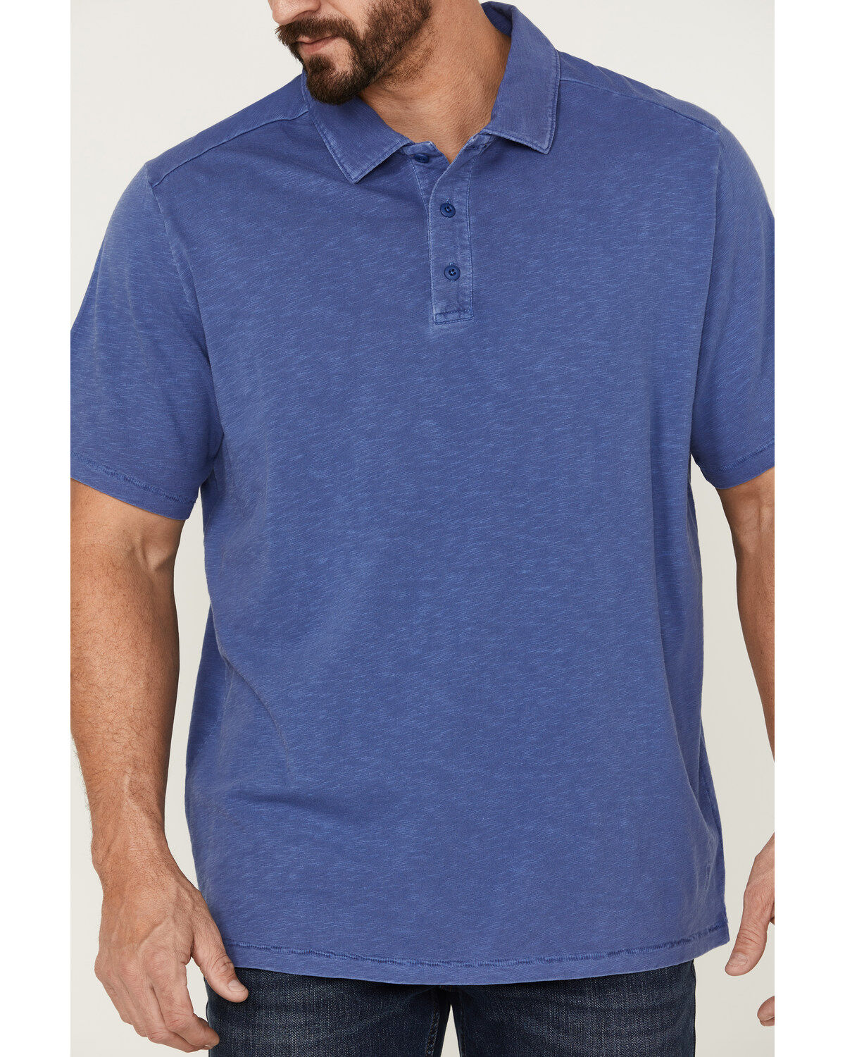 Image #3 - Brothers and Sons Men's Solid Slub Short Sleeve Polo Shirt, Blue, hi-res