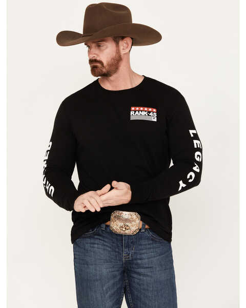 RANK 45® Men's Legacy Long Sleeve Graphic T-Shirt, Black, hi-res