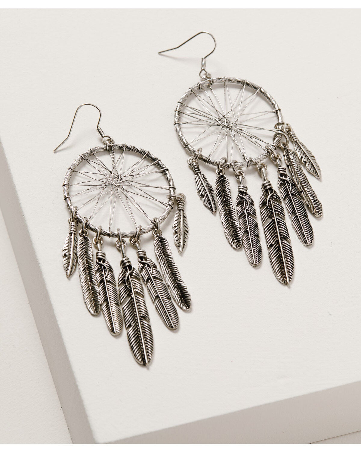 Shyanne Women's Wild Soul Dreamcatcher Fringe Hoop Earrings, Silver, hi-res