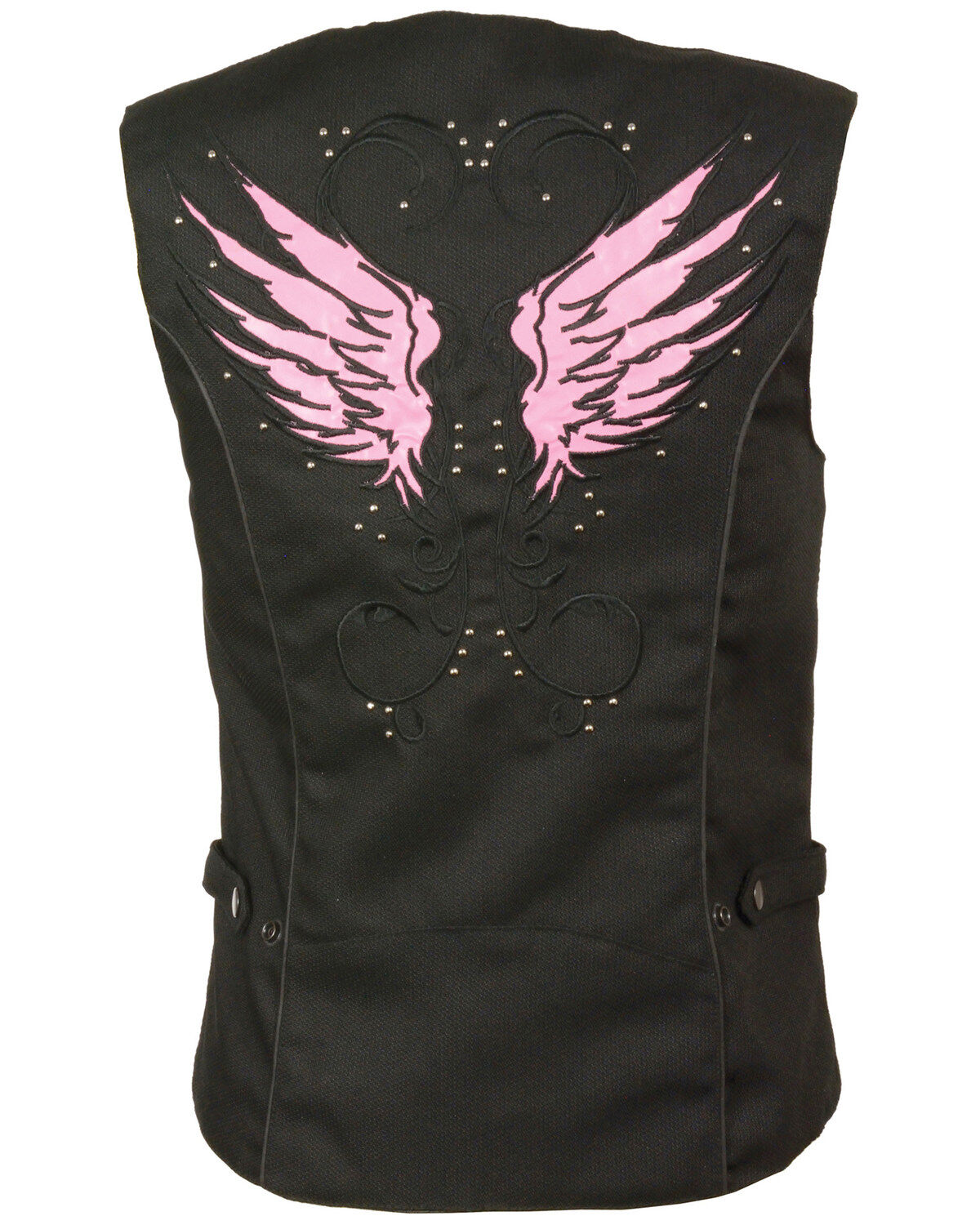 Image #2 - Milwaukee Leather Women's Stud & Wing Embroidered Vest - 4X, Pink/black, hi-res