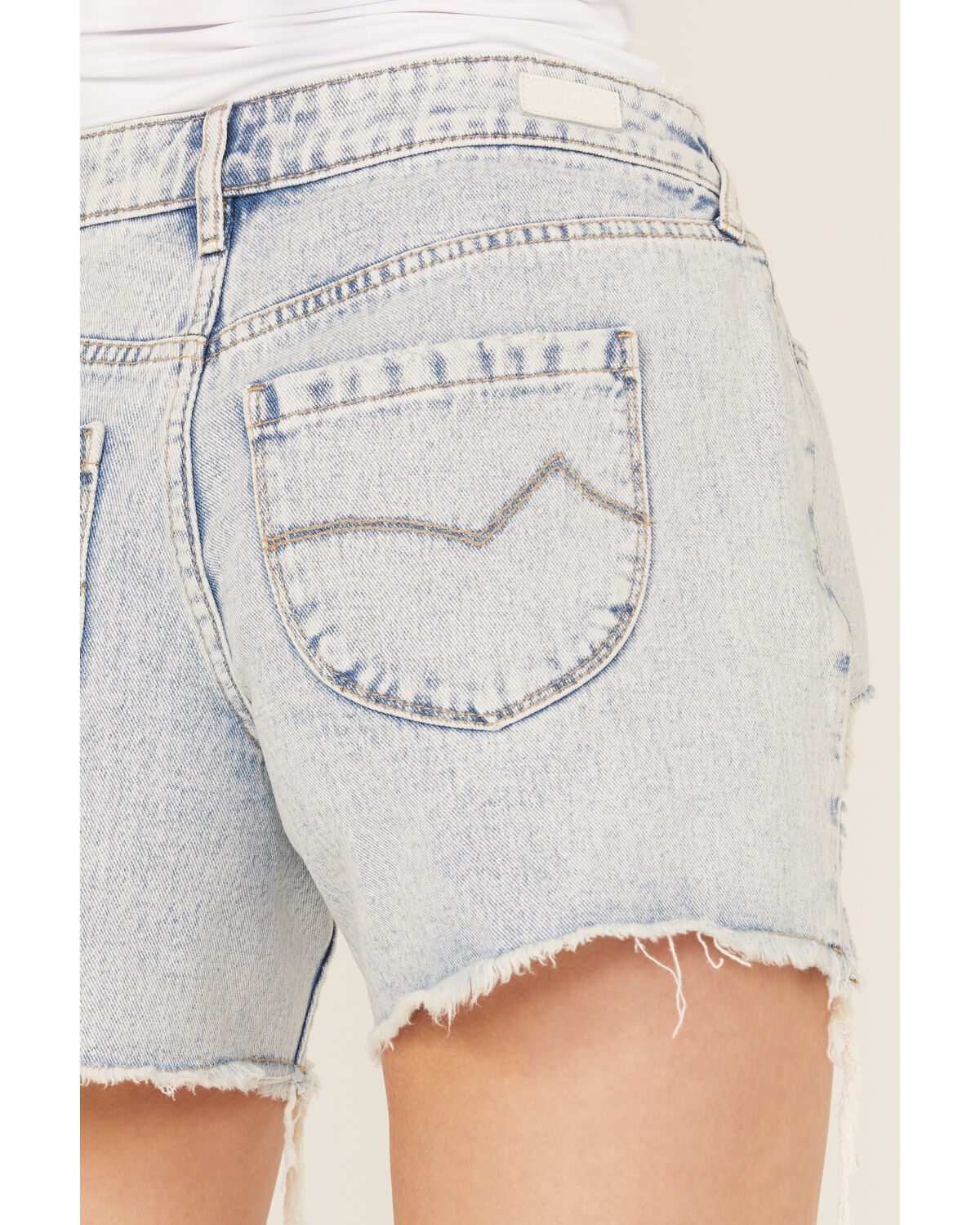 Image #4 - Cleo + Wolf Women's Light Wash Mid Rise Denim Distressed Shorts, Light Wash, hi-res
