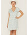 Stetson Women's Feather Print Button-Front Dress, Blue, hi-res