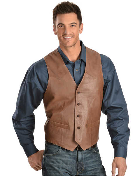Scully Lamb Leather Vest - Big, Brown, hi-res