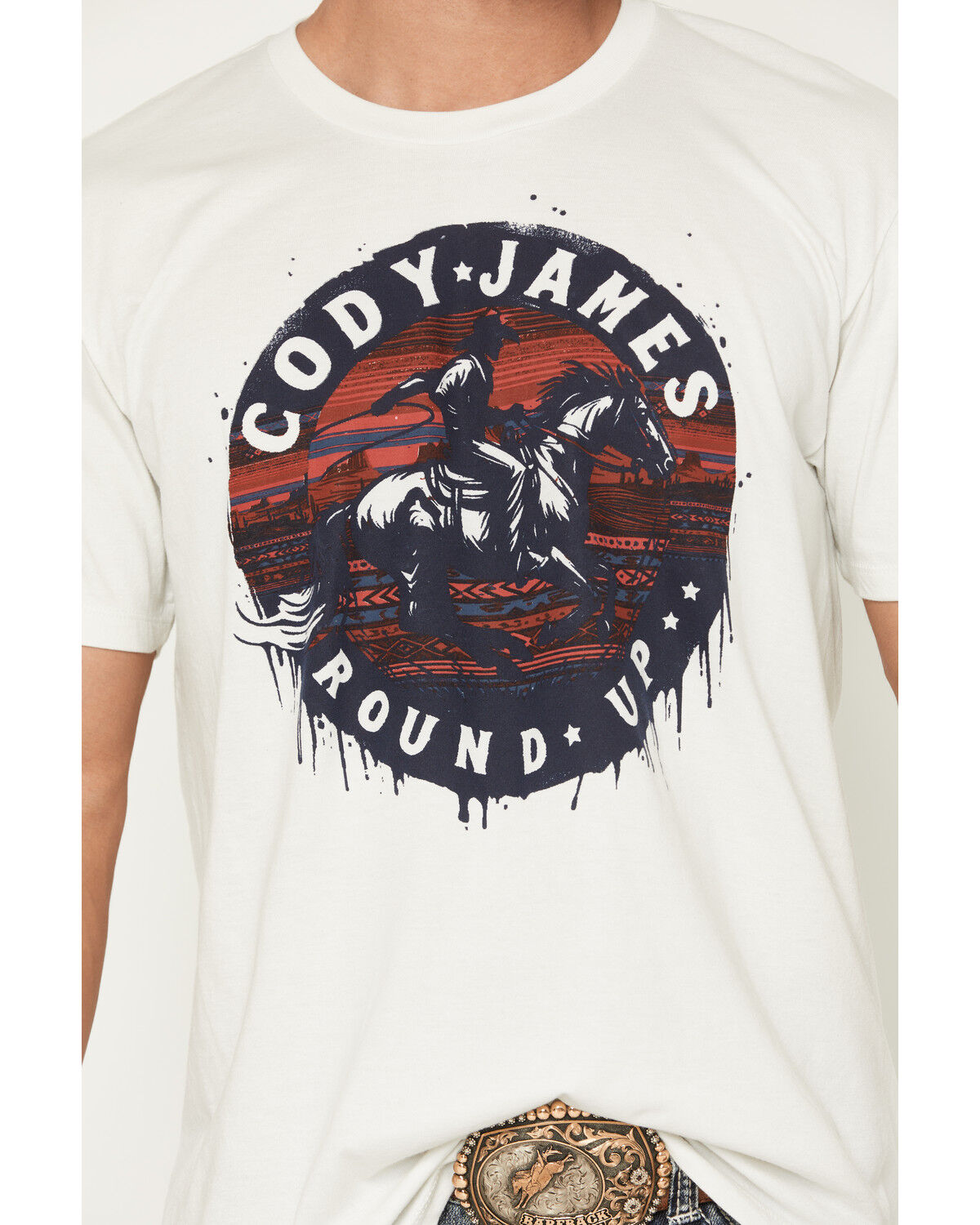 Image #3 - Cody James Men's Round Up Short Sleeve Graphic T-Shirt, Cream, hi-res