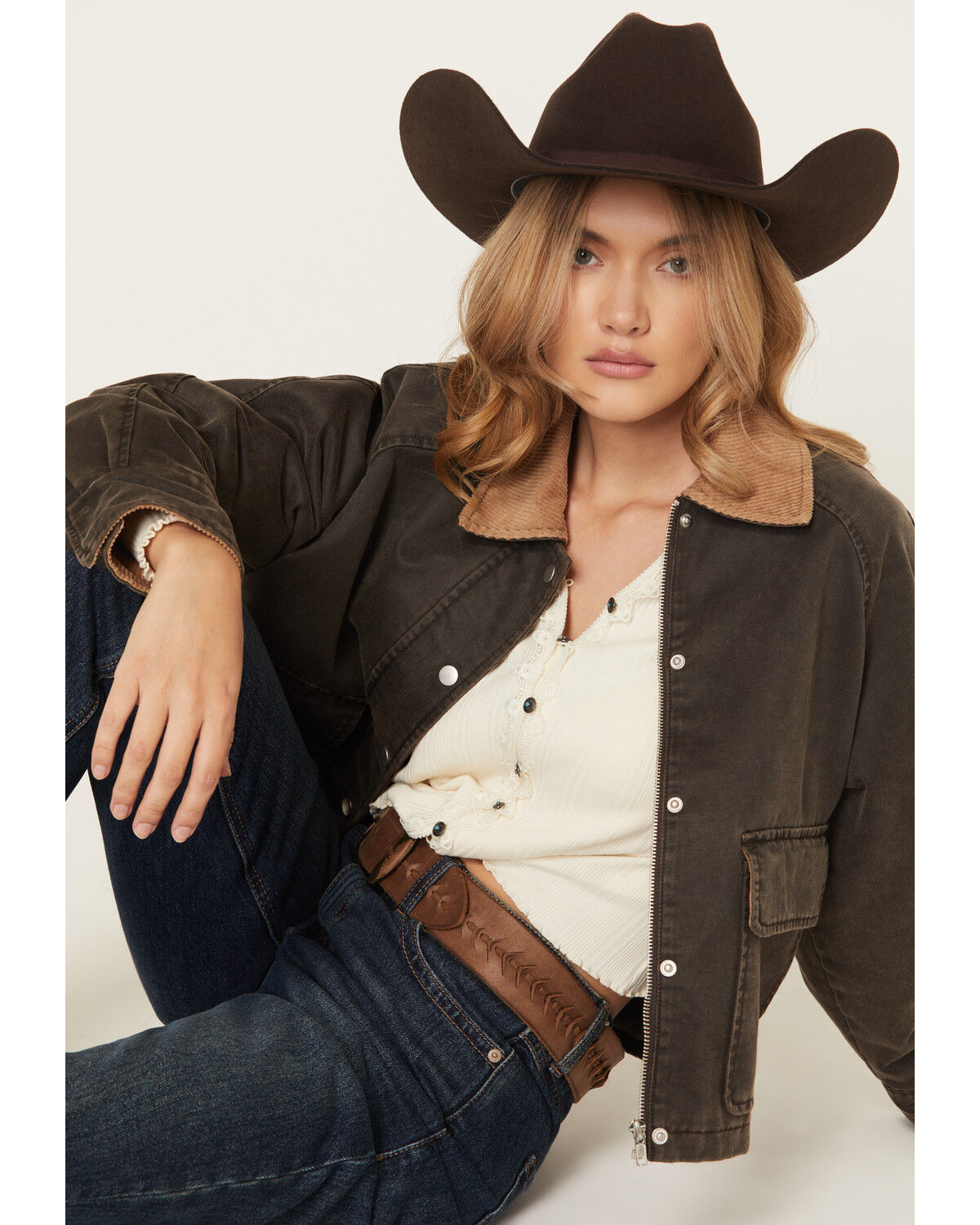 Image #1 - Stoosh Women's Acid Wash Snap Barn Jacket, Black, hi-res