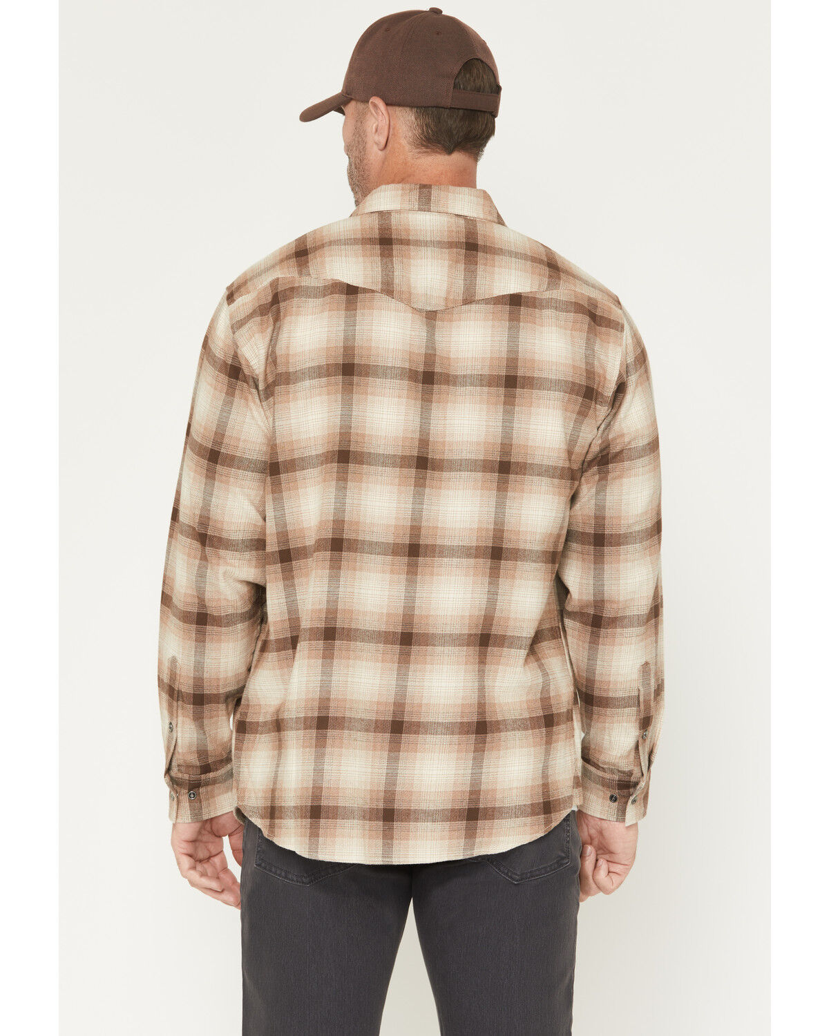 Image #4 - Thorogood Men's Plaid Print Long Sleeve Snap Flannel Shirt, Khaki, hi-res