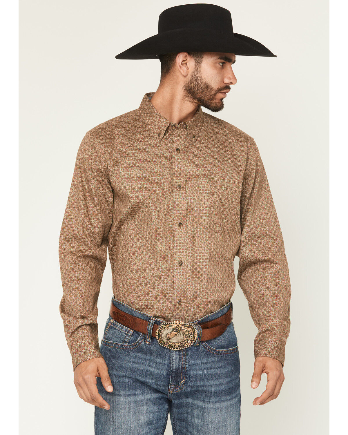 Stetson Men's Solid Oxford Long Sleeve Snap Western Shirt