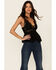 Free People Women's Adella Cami Lace Ruffled Tank Top, Black, hi-res