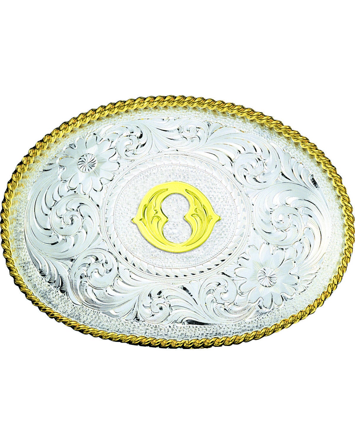 Montana Silversmiths Engraved Initial O Western Belt Buckle, Multi, hi-res