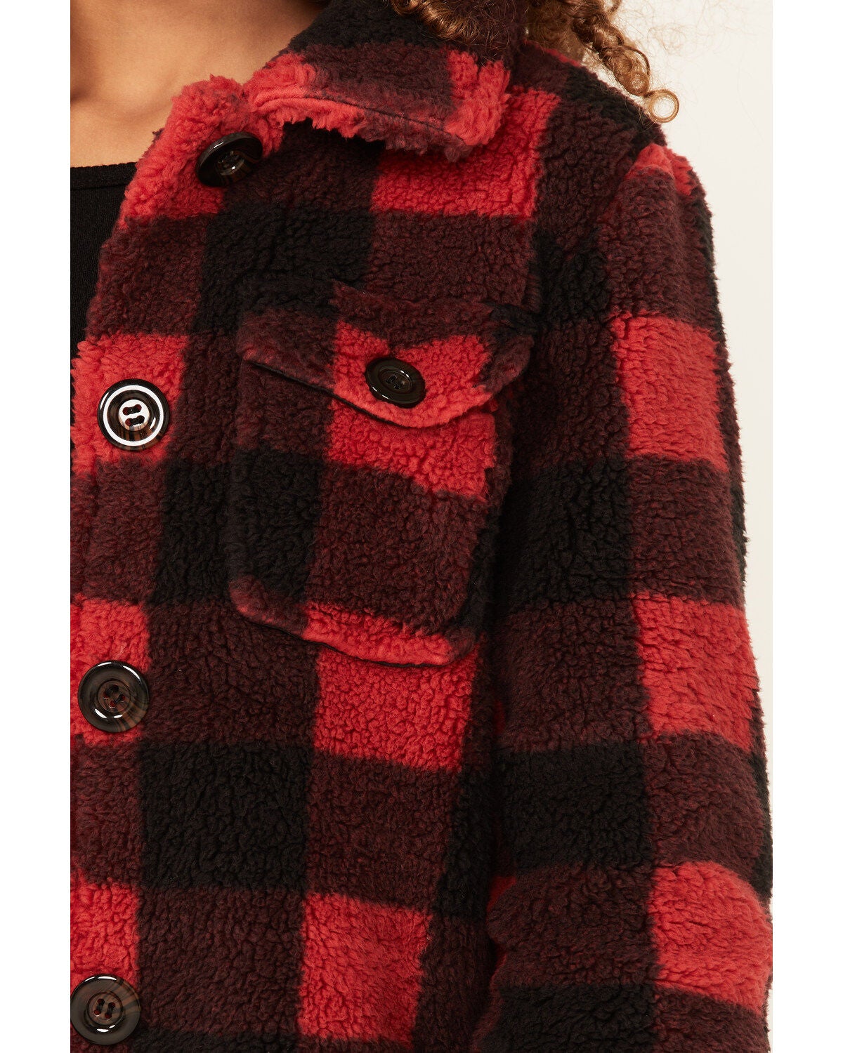 red plaid sherpa jacket