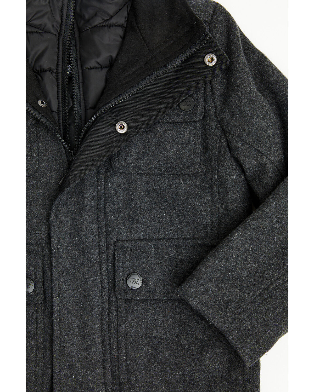 Image #2 - Urban Republic Boys' Military Jacket, Charcoal, hi-res