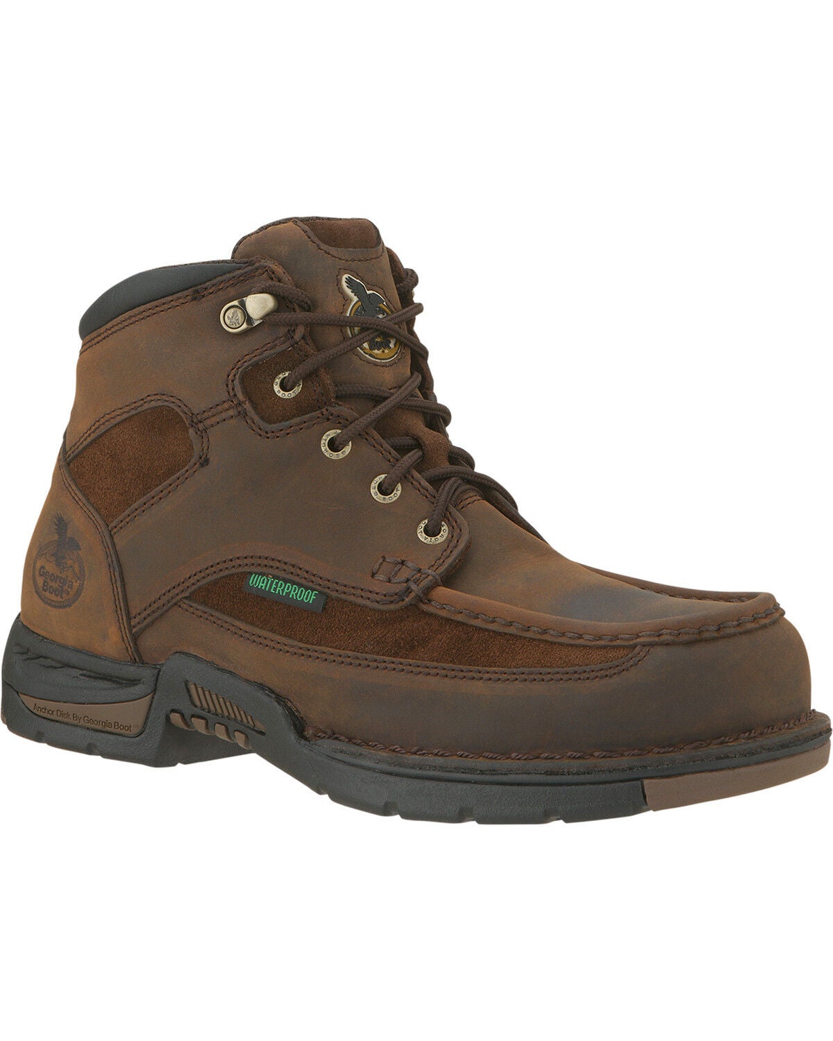 Georgia Boot Men's Athens Waterproof Work Boot - Moc Toe, Brown, hi-res