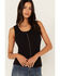 Image #2 - Idyllwind Women's Edna Button Front Ribbed Tank , Black, hi-res