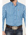 Ariat Men's Pro Series Leyton Plaid Print Classic Fit Button Down Long Sleeve Western Shirt, Light Blue, hi-res