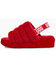 Ugg Women's Fluff Yea Slides , Red, hi-res
