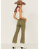 Image #3 - Sneak Peek Women's High Rise Raw Hem Crop Jeans, Olive, hi-res