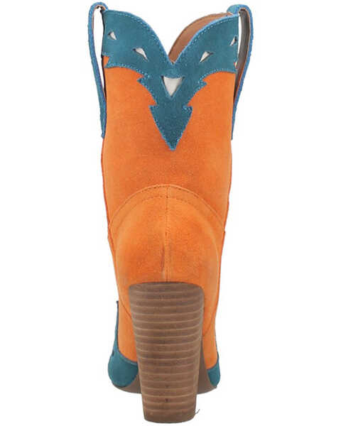 Dingo Women's Spicy Underlay Suede Leather Western Booties - Pointed Toe , Orange, hi-res