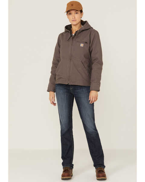 Carhartt Women's Taupe Washed Duck Sherpa-Lined Jacket , Taupe, hi-res