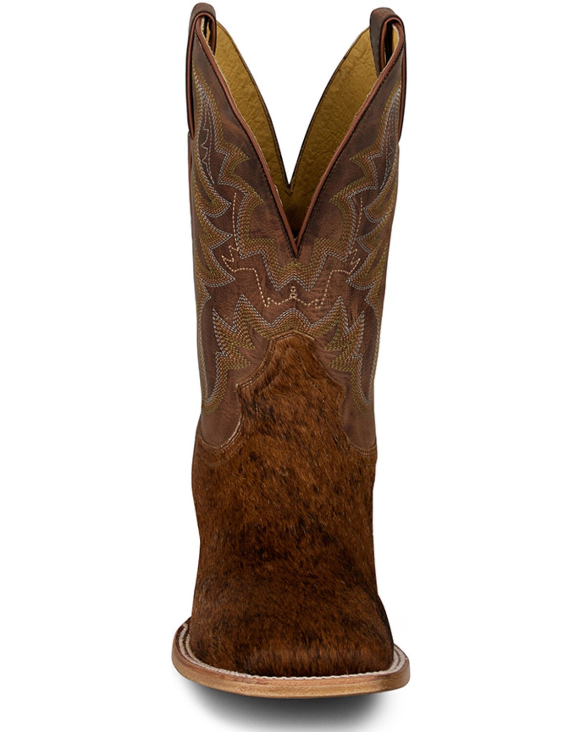 Image #4 - Justin Men's Hairon Hide Western Boots - Broad Square Toe, Brown, hi-res