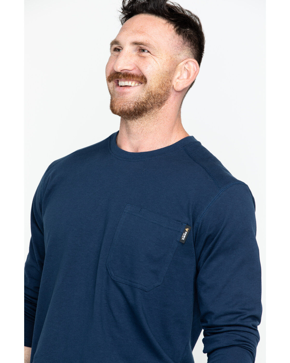 Image #4 - Hawx Men's Navy Logo Crew Long Sleeve Work T-Shirt - Big, Navy, hi-res