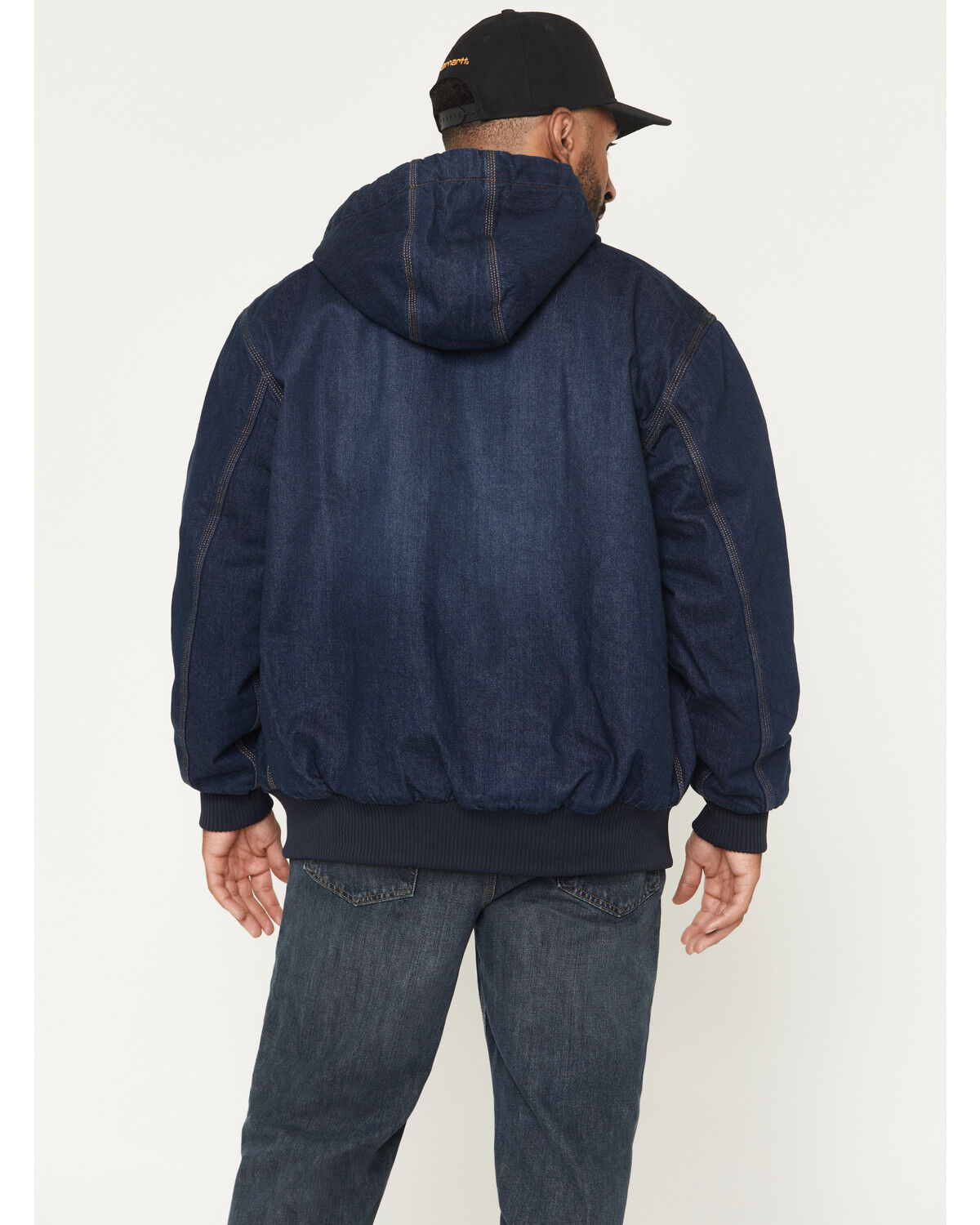 Image #4 - Carhartt Men's Loose Fit Denim Active Hooded Jacket, Blue, hi-res