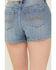 Image #4 - Idyllwind Women's Medium Wash Gypsy High Rise Faux Suede Embellished Comfort Stretch Denim Shorts, , hi-res