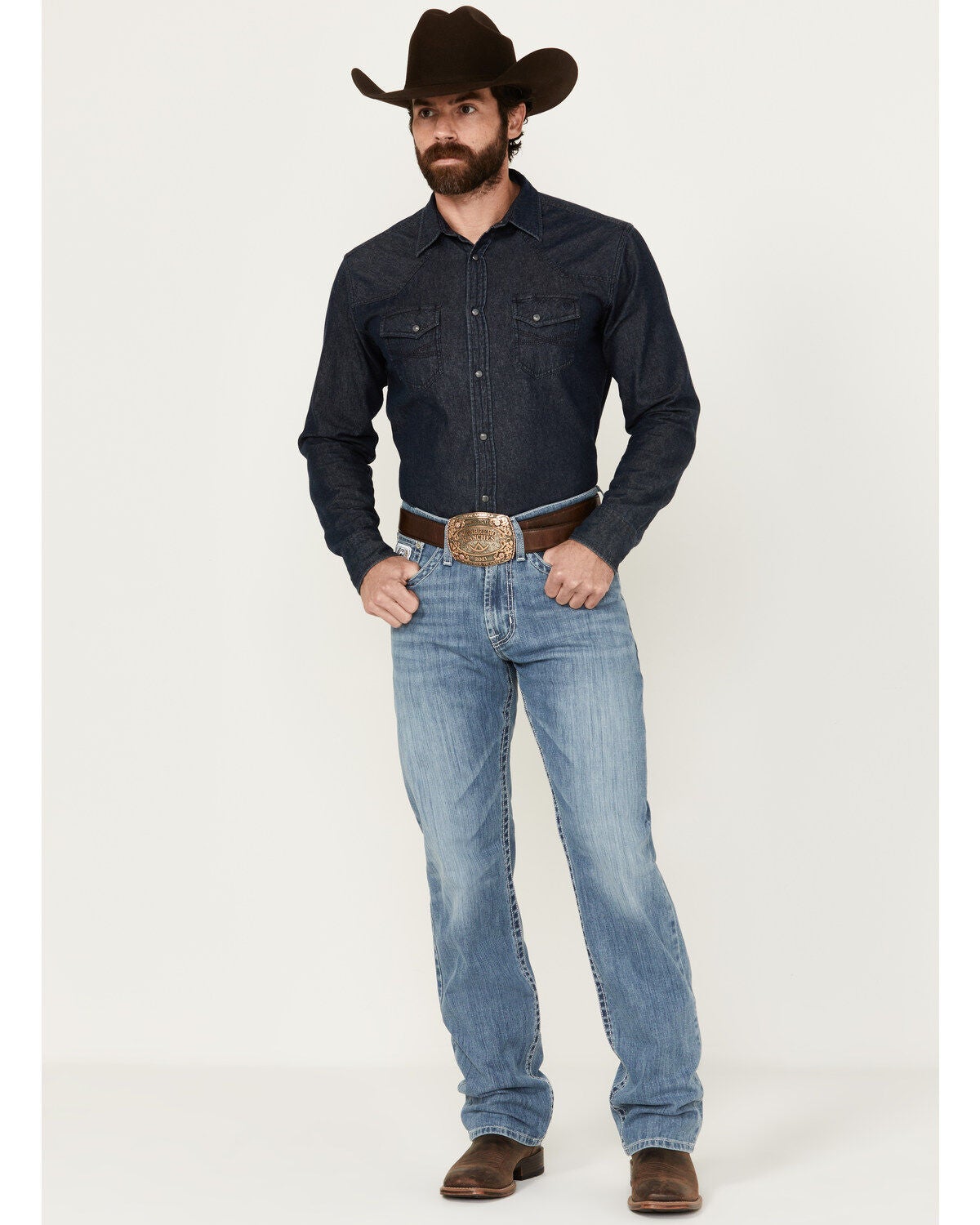 Cinch Men's White Label Medium Stonewash Relaxed Straight Stretch Performance Denim Jeans, Medium Wash, hi-res