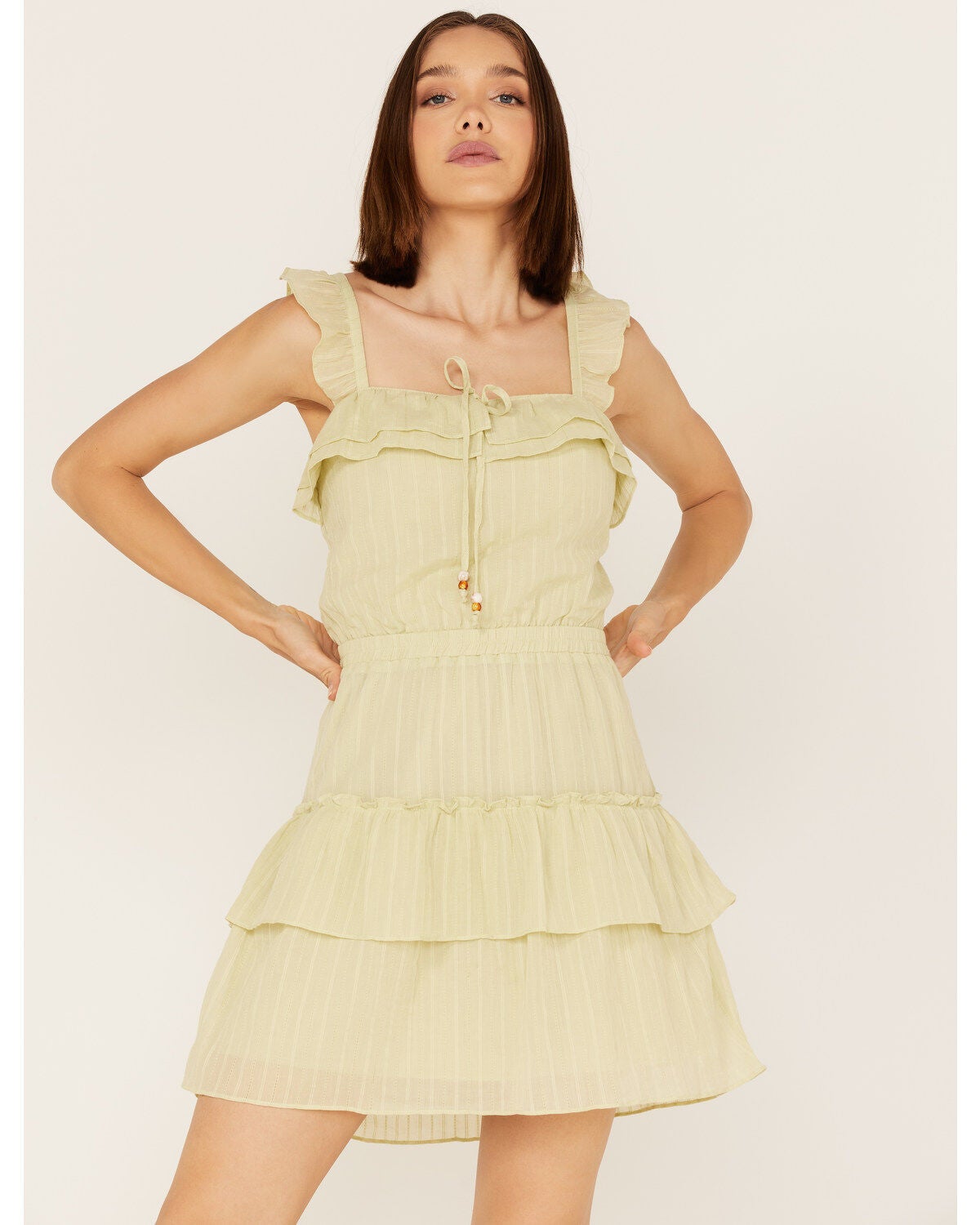 Heartloom Women's Rianne Ruffle Tiered Mini Dress, Green, hi-res