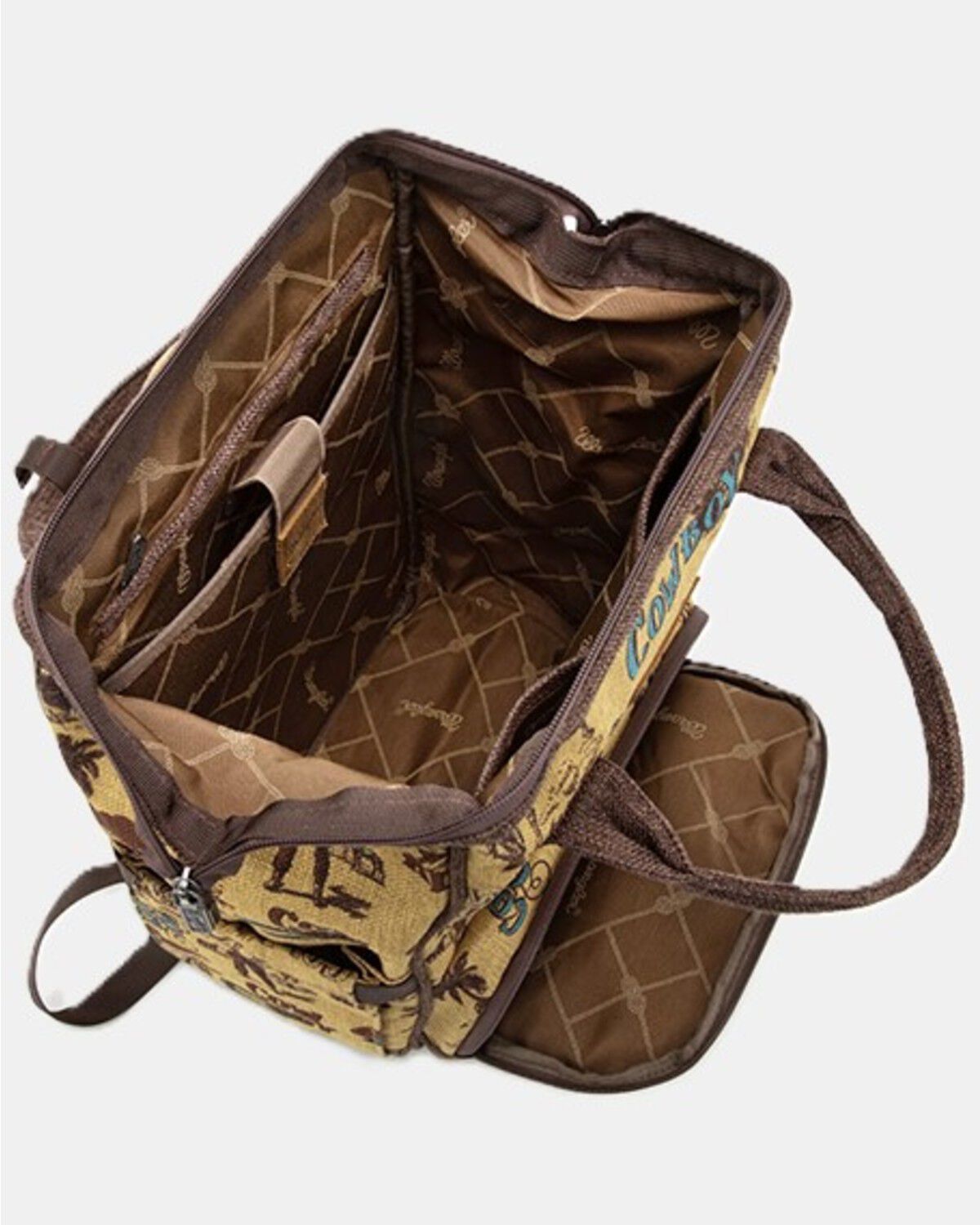 Image #4 - Wrangler Vintage Retro Cowboy Cool Print Backpack, Yellow, hi-res