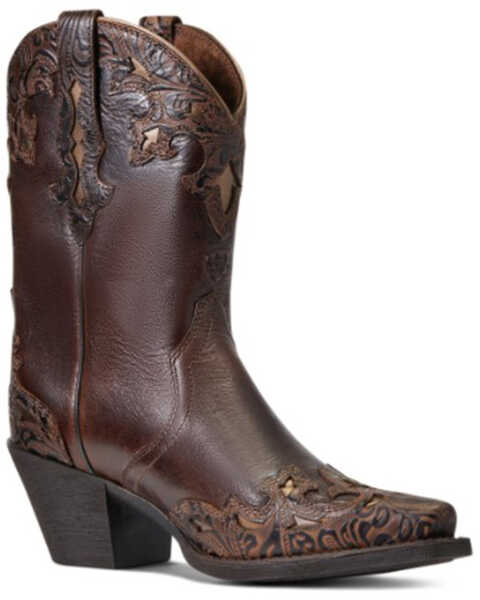 Ariat Women's Decedence & Floral Embossed Patsy Western Boot - Snip Toe, Brown, hi-res