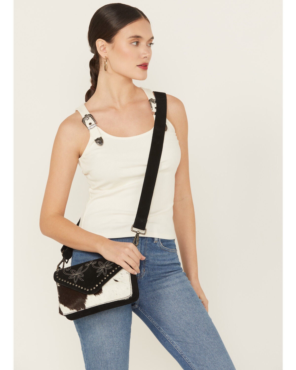 Shyanne Women's Ember Hair on Hide Crossbody Bag, Black, hi-res