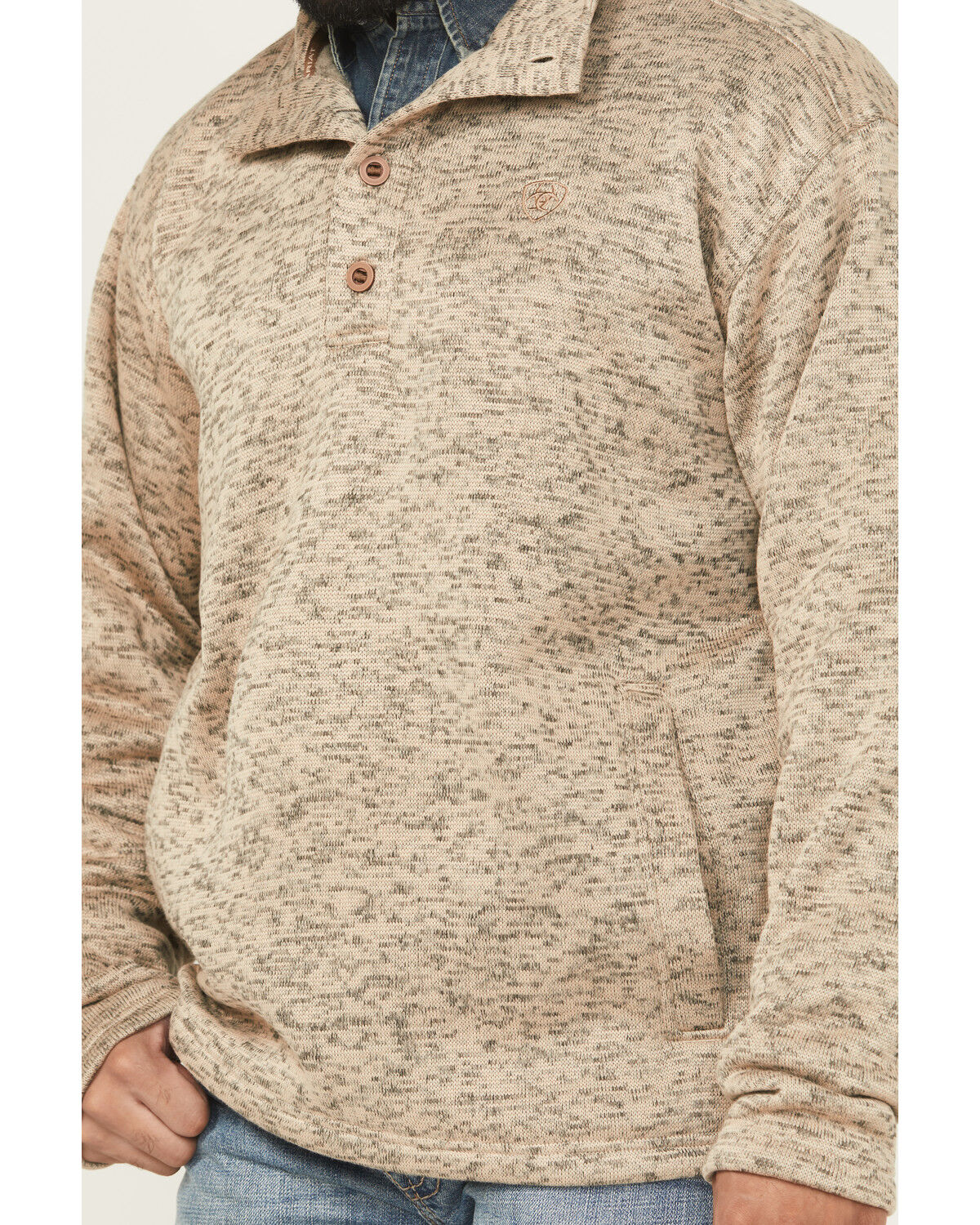 Image #3 - Ariat Men's Caldwell Button-Down Sweater Pullover, Brown, hi-res